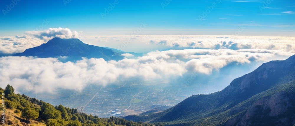 Wall mural panoramic serenity: beautiful natural landscape from the top of tahtali mountain, featuring a blue s - Wall murals