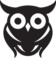 Minimalist Owl Emblem Owl Profile with Moon