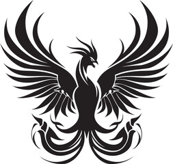 Mystic Phoenix Silhouette Noir Feathered Vector