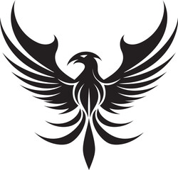 Majestic Black Phoenix Emblem Fiery Phoenix Vector Symbol