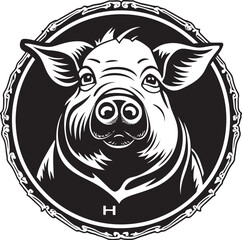 Noir Pig Face Icon Minimalistic Pig Logo Concept
