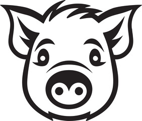Shadowed Piggy Symbol Artistic Pig Badge