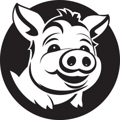 Abstract Piggy Design Geometric Pig Emblem