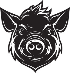 Piggy in the Limelight Bold Black Swine Vector
