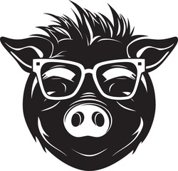 Artistic Piglet Badge Chic Pig in Moonlight