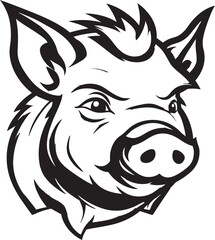 Playful Piggy Emblem Sleek Pig Profile Art