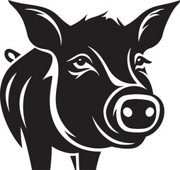 Piggy in the Spotlight Bold Black Hog Symbol