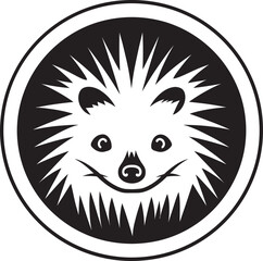 Prickly Porcupine Emblem in Black Stylish Porcupine Quill Logo