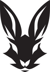 Rabbit Silhouette Monochrome Badge Stylish Black Bunny Crest