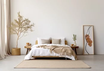 Selbstklebende Fototapeten Scandinavian interior design of modern bedroom. © Vadim Andrushchenko