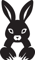 Graceful Black Rabbit Monogram Modern Hare Outline Design