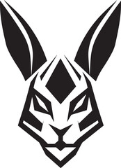 Abstract Black Hare Seal Premium Rabbit Monochrome Badge