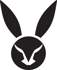 Abstract Black Bunny Monogram Sleek Rabbit Silhouette Design