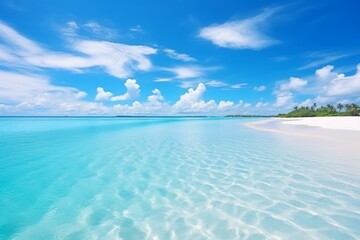 Fototapeta na wymiar Maldives Paradise Aerial View of Turquoise Sandbar Amidst Azure Ocean and Blue Sky