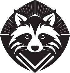 Black Masked Bandit Graphic Icon Raccoon Silhouette Monochrome Badge