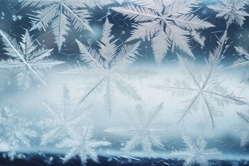 Winter Car Window Texture with Snowflakes