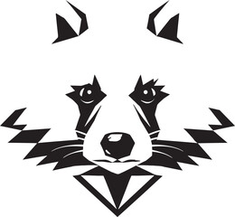Stylish Masked Bandit Monochrome Emblem Graceful Raccoon Outline Symbol