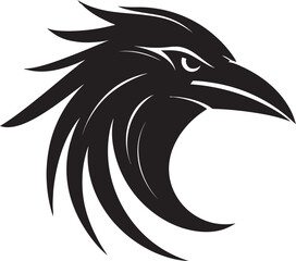 Black Crow Graphic Icon Raven Silhouette Monochrome Badge