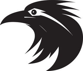Raven Silhouette Monochrome Badge Stylish Black Bird Crest