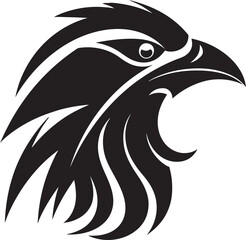 Stylish Black Bird Crest Sleek Raven Silhouette Seal