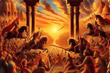 the war between the Pandavas and Kauravas, as mentioned in the Hindu epic Mahabharat. The war took place at Kurukshetra, India