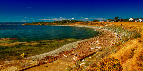 Juan de Fuca Strait panoramic view in Victoria, Canada.
