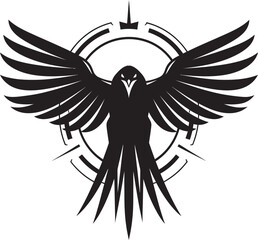 Raven Silhouette Geometric Logo Sleek Crow Iconic Emblem
