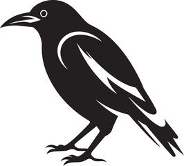 Raven Silhouette Monogram Minimalistic Black Bird Crest