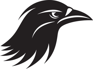 Minimalistic Black Bird Crest Abstract Raven Vector Badge