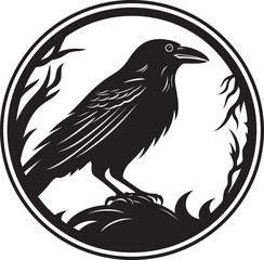 Obraz premium Premium Raven Symbolic Mark Intricate Black Crow Emblem
