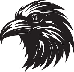 Abstract Black Bird Seal Premium Raven Monochrome Badge
