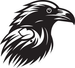 Stylish Raven Vector Symbol Modern Bird Symbolic Insignia