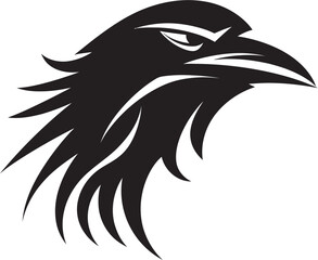 Fototapeta premium Abstract Black Raven Emblem Minimalistic Bird Graphic Badge