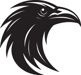 Modern Raven Silhouette Symbol Graceful Crow Iconic Mark