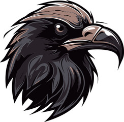 Obraz premium Graceful Black Bird Seal Abstract Raven Vector Insignia
