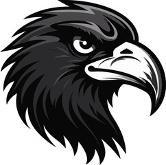 Crow Silhouette Monogram Minimalistic Bird Crest