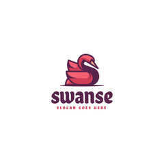 Vector Logo Illustration Swan Simple Mascot Style