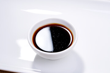 soy sauce on the white background