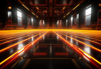 Fototapeta na wymiar Yellow and red Neon illuminated futuristic backdrop realistic image- ultra hd- high design