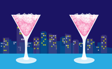 Toast with a cocktail while watching the night view