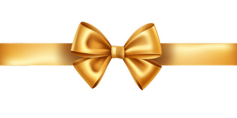 a gold ribbon bow on a white background