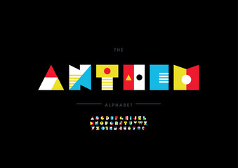 Vector of stylized modern font and alphabet