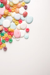 COLORED CANDIES ON A WHITE BACKGROUND