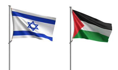 Isarael palestine flag waving white background war military conflict religion culture muslim country national islam government history middle east negotiation peace gaza crisis business army 