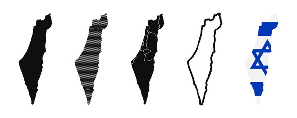 A set of Israeli maps. Vector