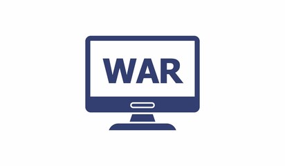 War monitor icon merging football and war illustration