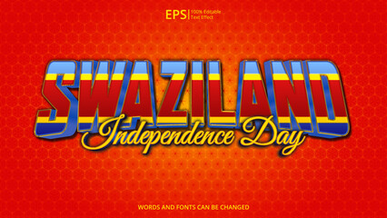swaziland editable text effect with swaziland flag pattern suitable for poster design about holiday, Feast day or swaziland independence day moment