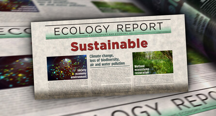 Sustainable green eco industry newspaper printing media - obrazy, fototapety, plakaty