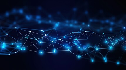 Abstract technology futuristic geometrical and science blue neon background with space for copy. Plexus digital wallpaper. Business presentation concept. Medical structure and artificial intelligence