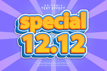 Special 12.12 editable text effect 3 dimension emboss cartoon style